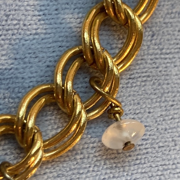 Gold double links bracelet with semi precious beads handmade - Picture 4 of 16